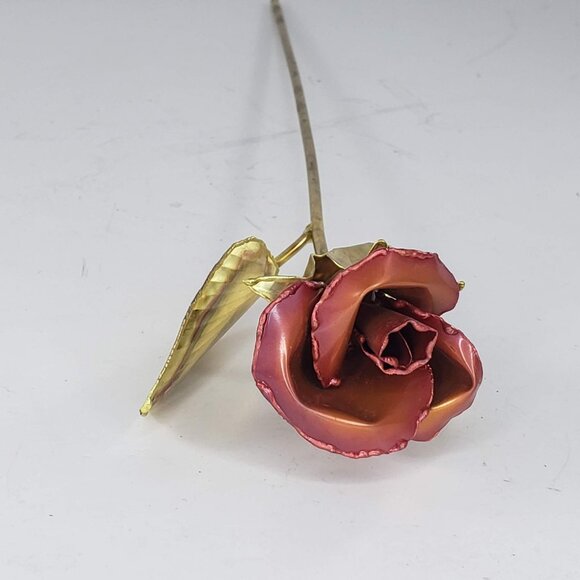 Vintage Gold Decorative Metal Copper Brass Rose Stem 12" - Picture 7 of 9